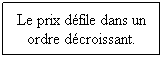 Zone de Texte: Le prix dfile dans un ordre dcroissant.
